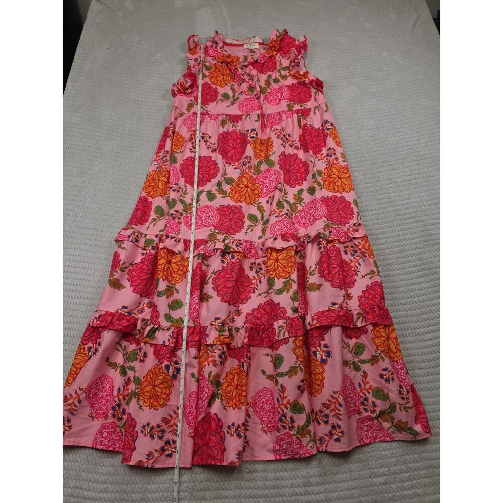 Umgee Dress Womens Small Kate Floral Print Midi Dress Ruffled Hem Tiered - Picture 3 of 8